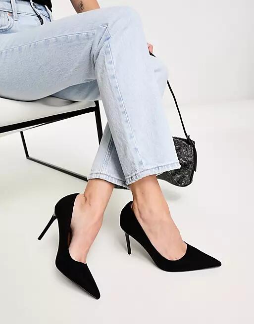 ASOS DESIGN Paphos pointed high heeled pumps in black Cover