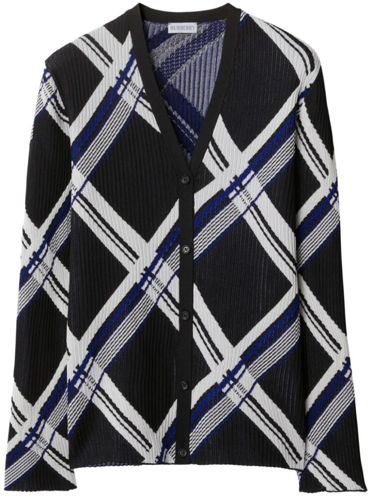 Burberry check-jacquard silk cardigan - Black Cover