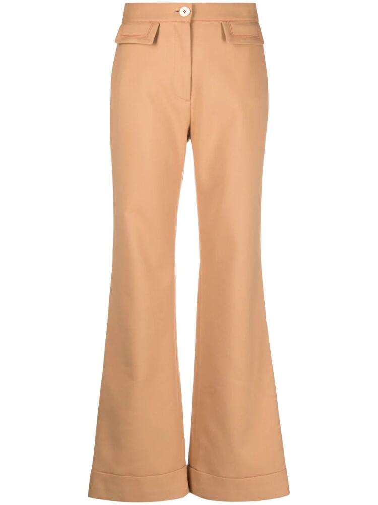 See by Chloé high-waisted flared cotton trousers - Neutrals Cover