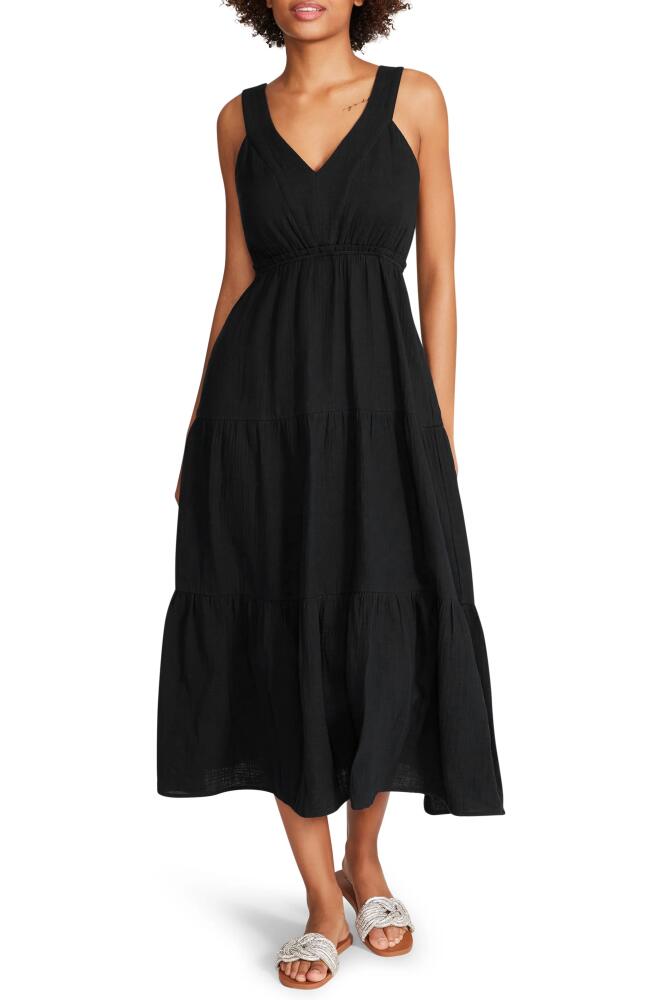 Steve Madden Amira Tiered Cotton Midi Dress in Black Cover