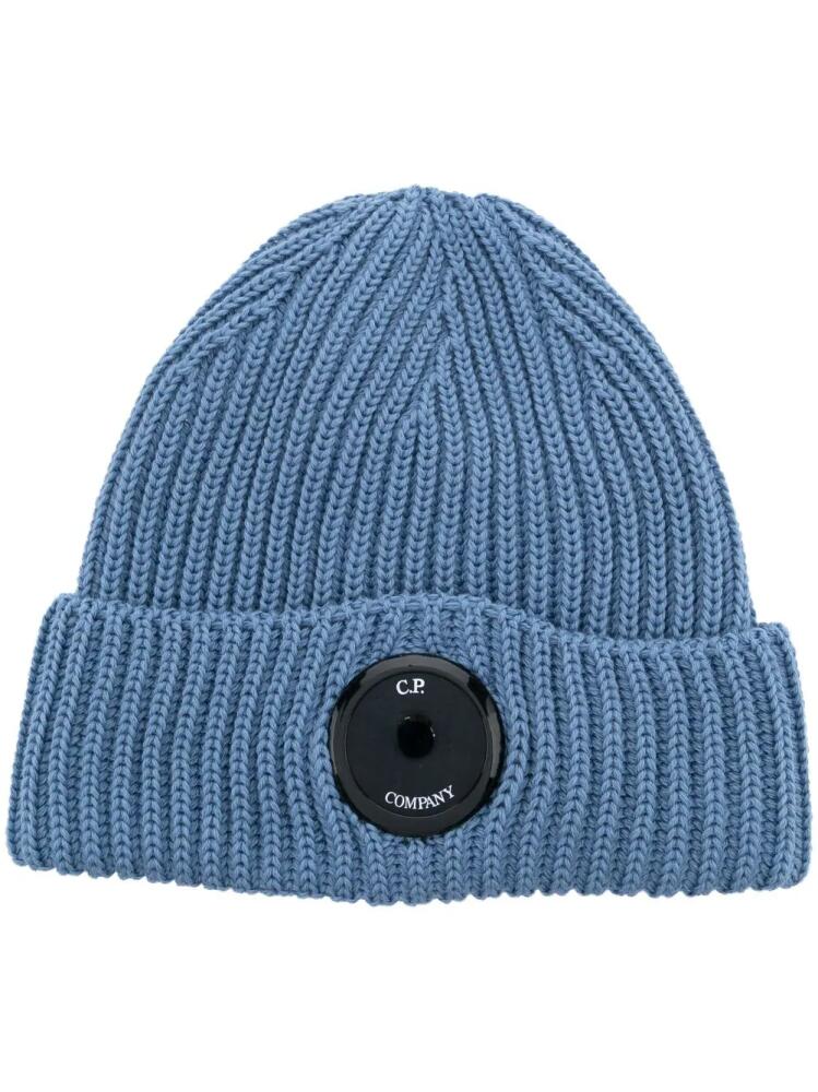 C.P. Company Lens-detail ribbed wool beanie - Blue Cover