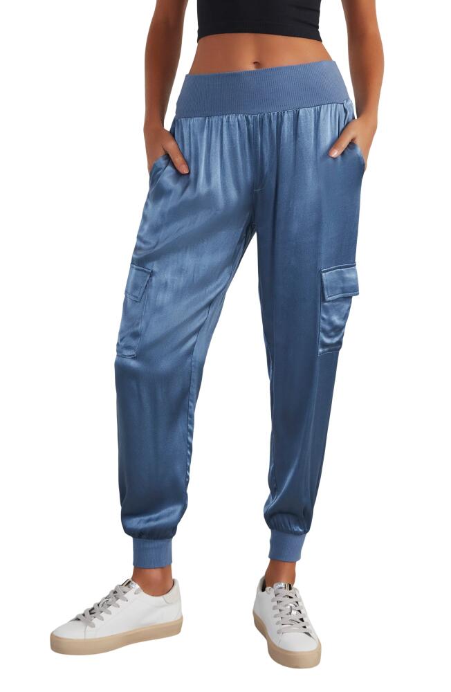 VICI Collection Luxe Look Satin Joggers in Slate Blue Cover