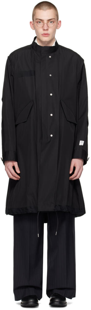 sacai Black Stand Collar Coat Cover