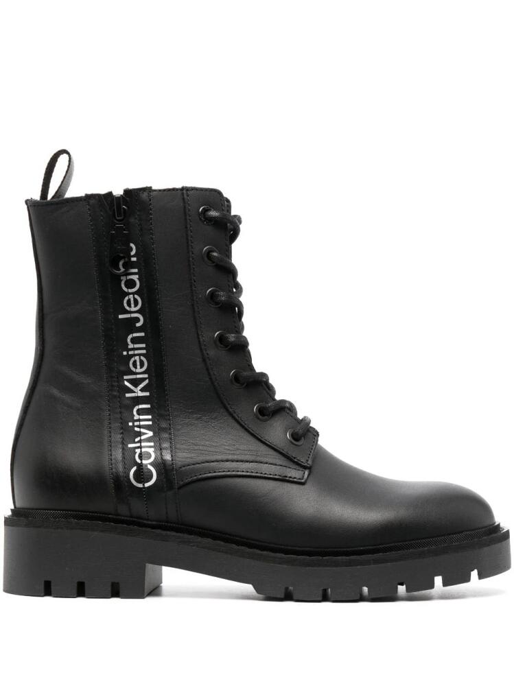 Calvin Klein Jeans logo-print leather boots - Black Cover