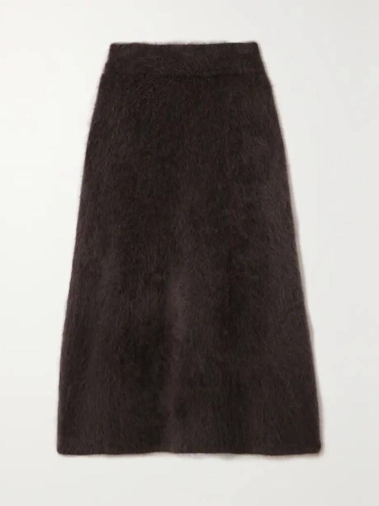 LISA YANG - Asta Brushed-cashmere Midi Skirt - Brown Cover