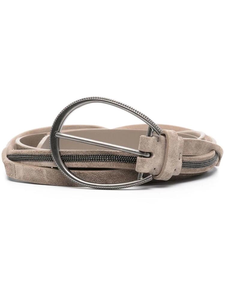 Brunello Cucinelli beaded twist leather belt - Neutrals Cover