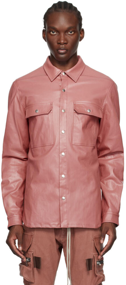 Rick Owens Pink Porterville Coated Denim Shirt Cover