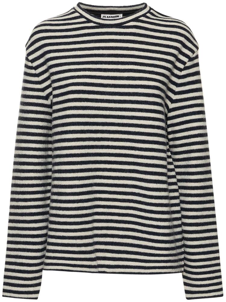 JIL SANDER Striped Compact Wool Knit Sweater Cover