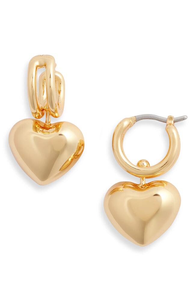 Jenny Bird Puffy Heart Drop Earrings in High Polish Gold Cover