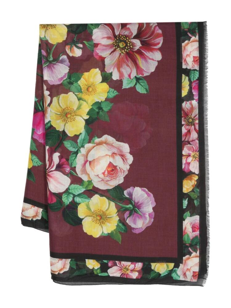 Dolce & Gabbana floral-print georgette scarf - Purple Cover