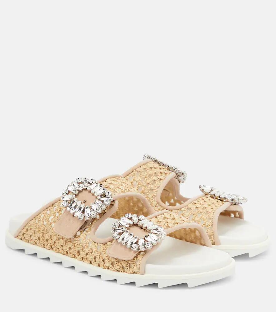 Roger Vivier Slidy Viv' embellished raffia sandals Cover