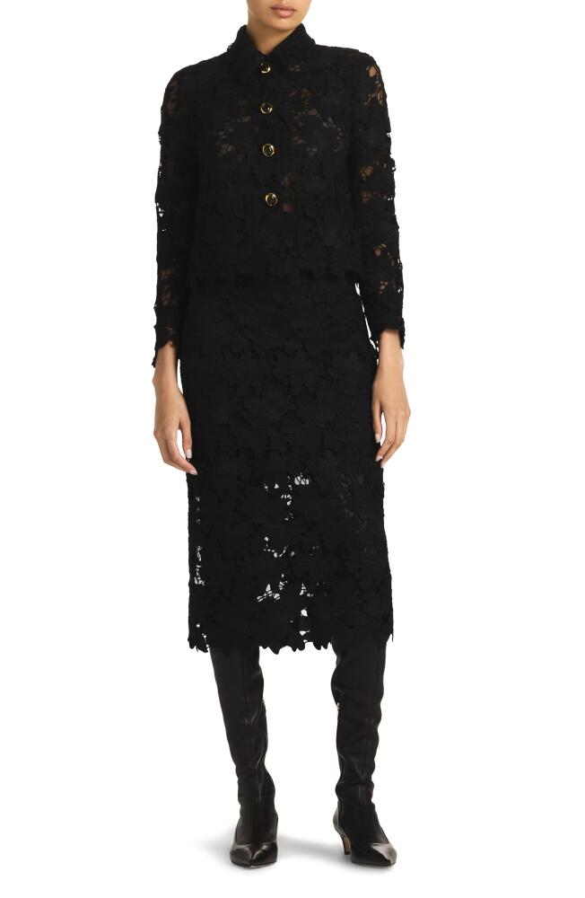 St. John Evening Floral Guipure Lace Jacket in Black Cover