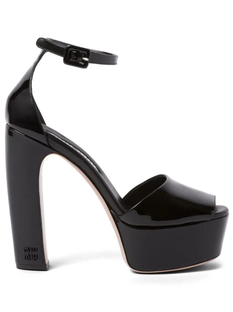 Miu Miu 135mm patent-leather platform sandals - Black Cover