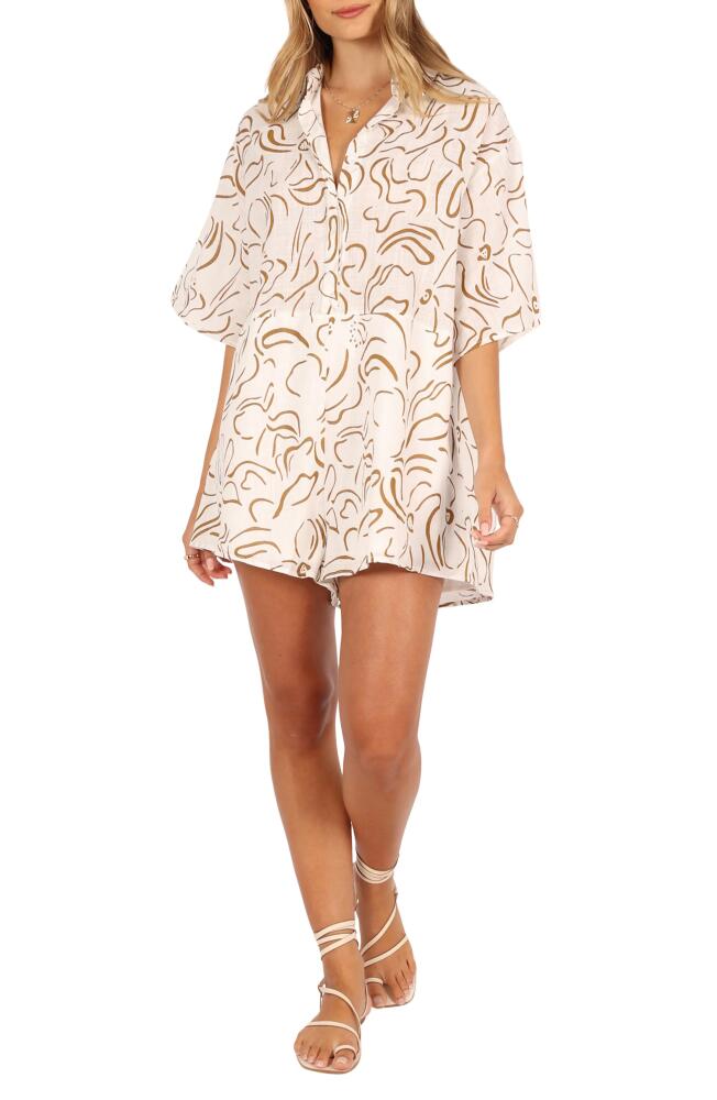 Petal & Pup Kellie Cotton Romper in White/Beige Cover