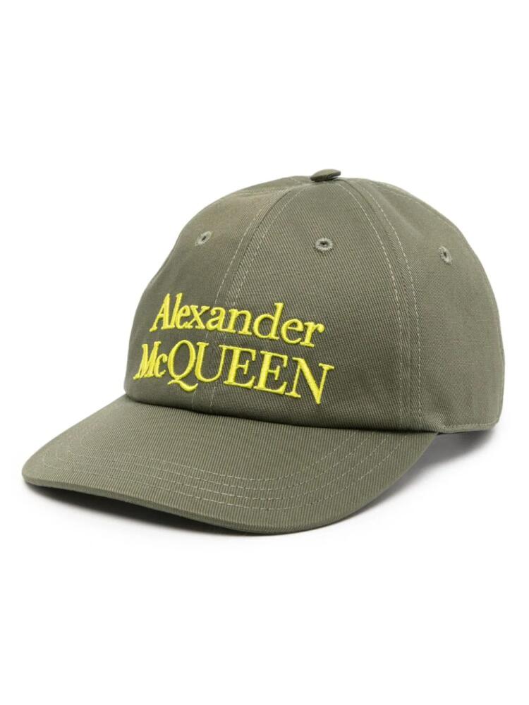 Alexander McQueen logo-embroidered cotton cap - Green Cover