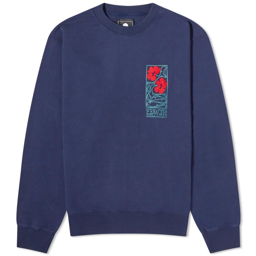 Edwin Men's Garden Society Crew Sweater in Maritime Blue Cover