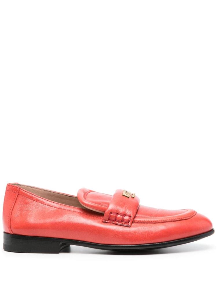 Moschino logo-stamp leather loafers - Red Cover