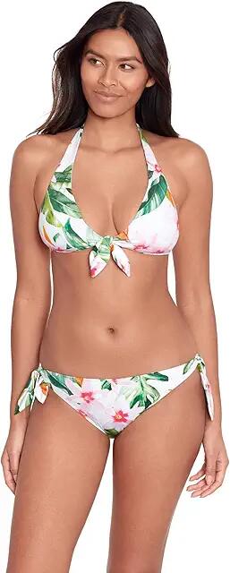 Lauren Ralph Lauren Watercolor Tropical Floral Tie Front Halter Bikini Top (Multicolor) Women's Swimwear Cover