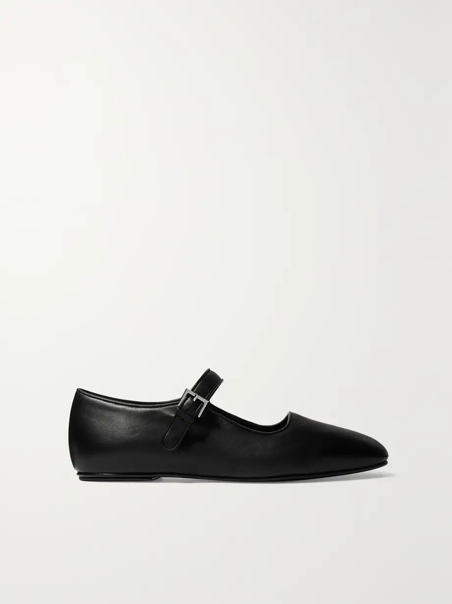 The Row - Ava Leather Mary Jane Ballet Flats - Black Cover