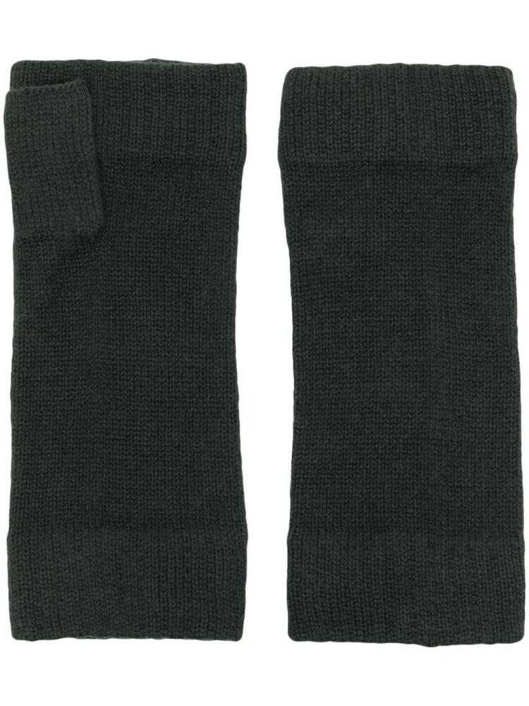 N.Peal ribbed-trim organic cashmere gloves - Green Cover