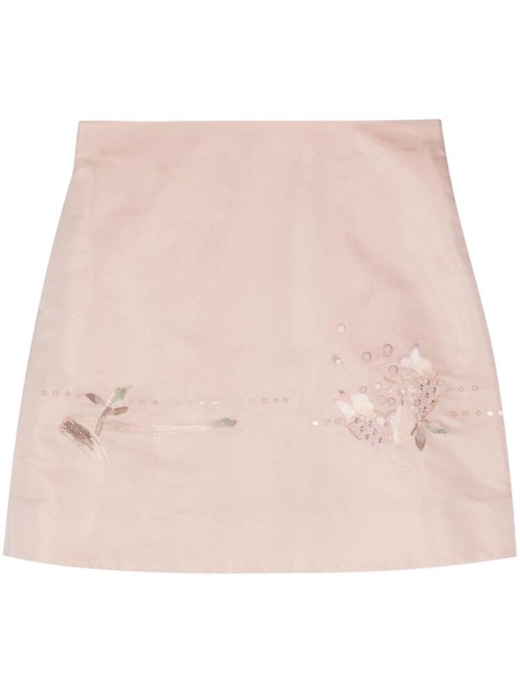 SHIATZY CHEN floral-embroidered silk miniskirt - Pink Cover