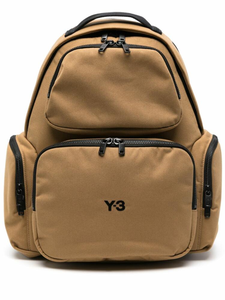 Y-3 logo-embroidered padded backpack - Neutrals Cover