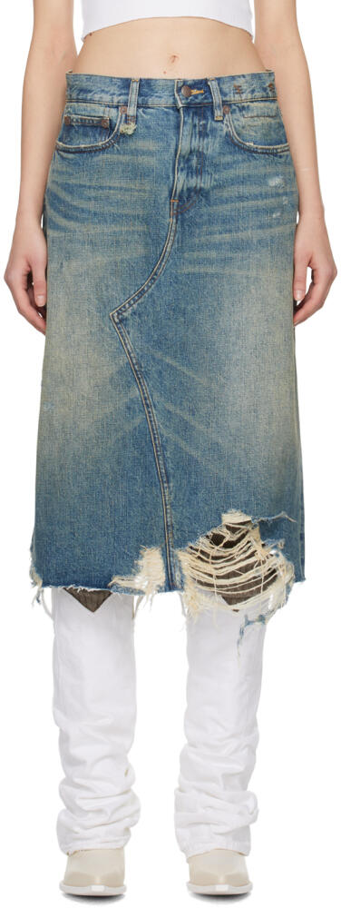 R13 Blue Jesse Denim Midi Skirt Cover