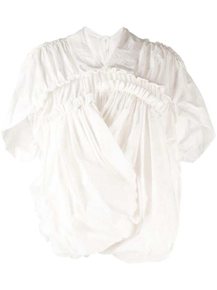 Comme des Garçons TAO asymmetric draped cotton blouse - White Cover