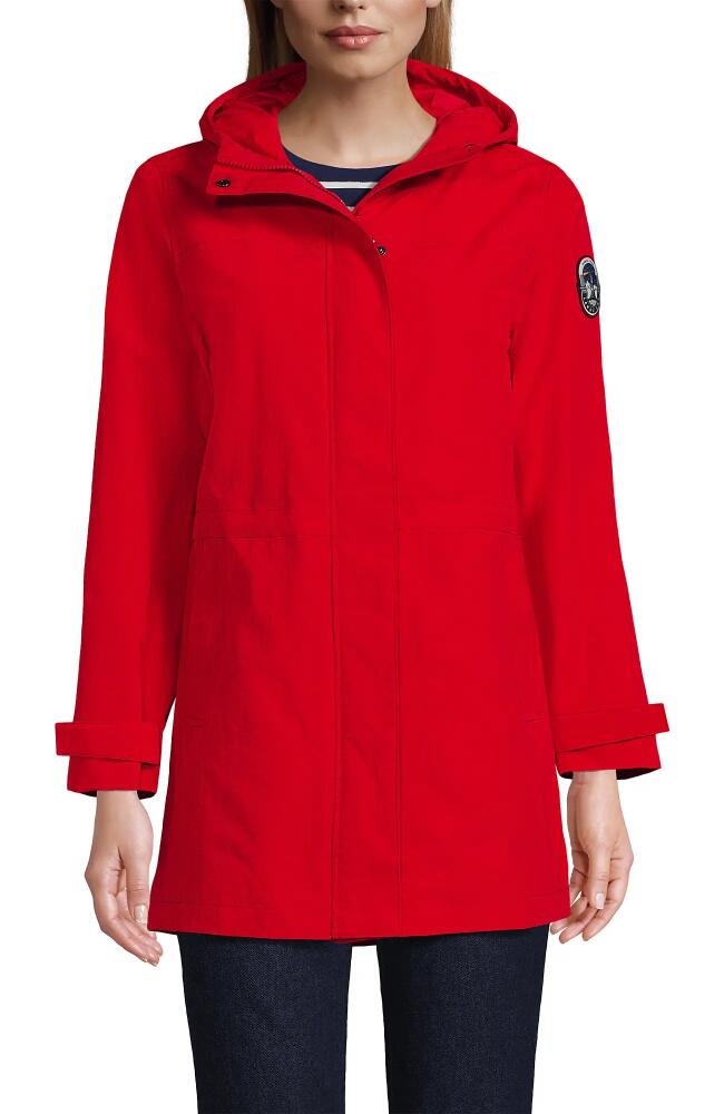 Lands' End Squall Hooded Waterproof Raincoat in Bright Cherry Cover