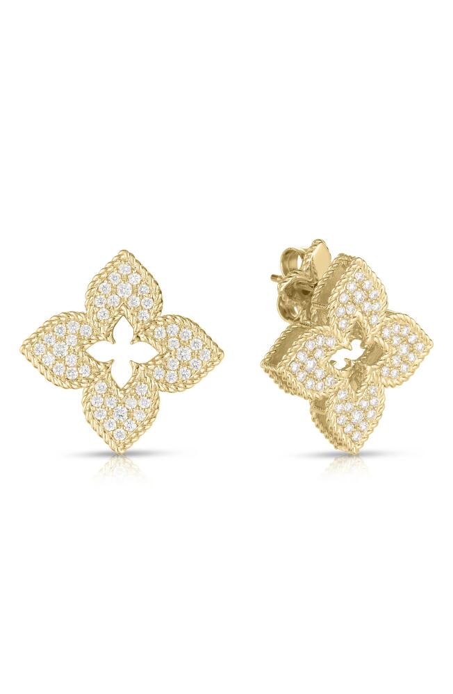 Roberto Coin Venetian Princess Diamond Stud Earrings in Yellow Gold Cover