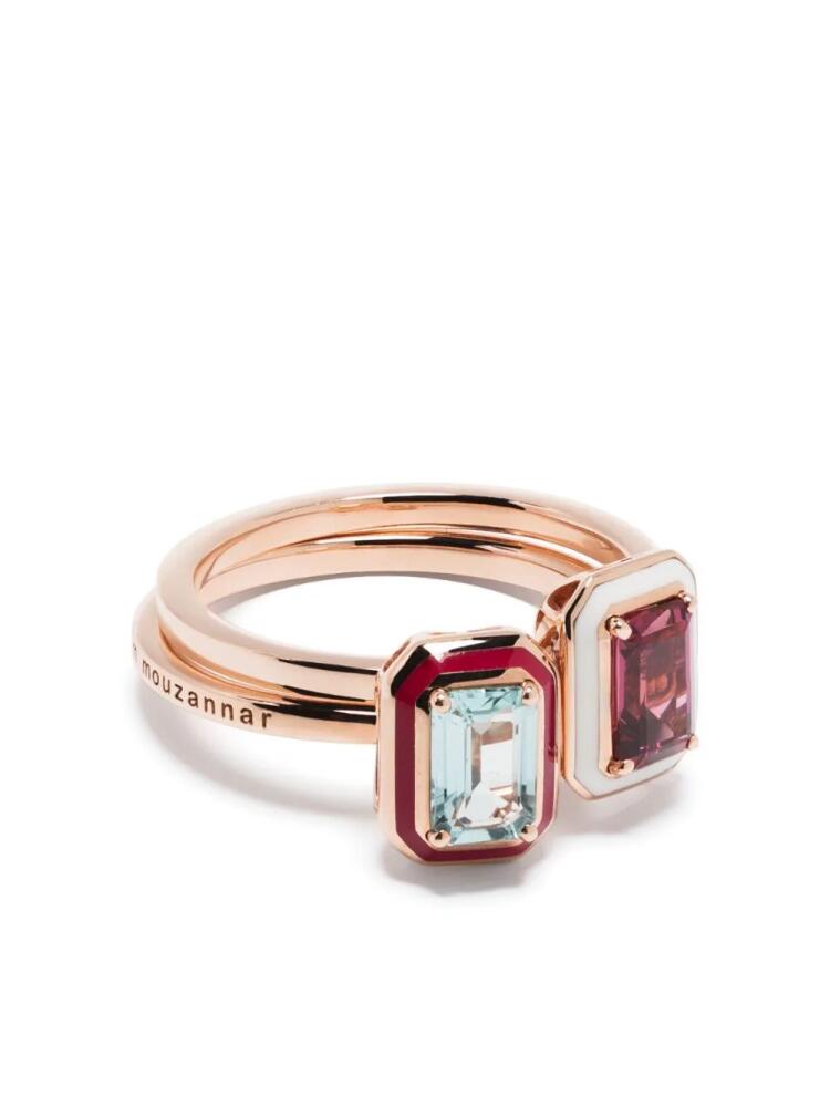 Selim Mouzannar 18kt rose gold Mina tourmaline and rhodolite ring set - Pink Cover