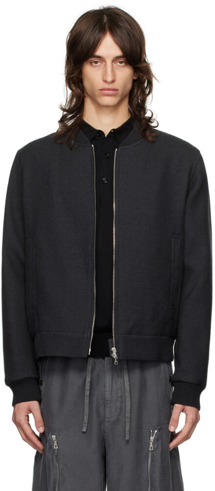 Dries Van Noten Gray Wool Bomber Jacket Cover