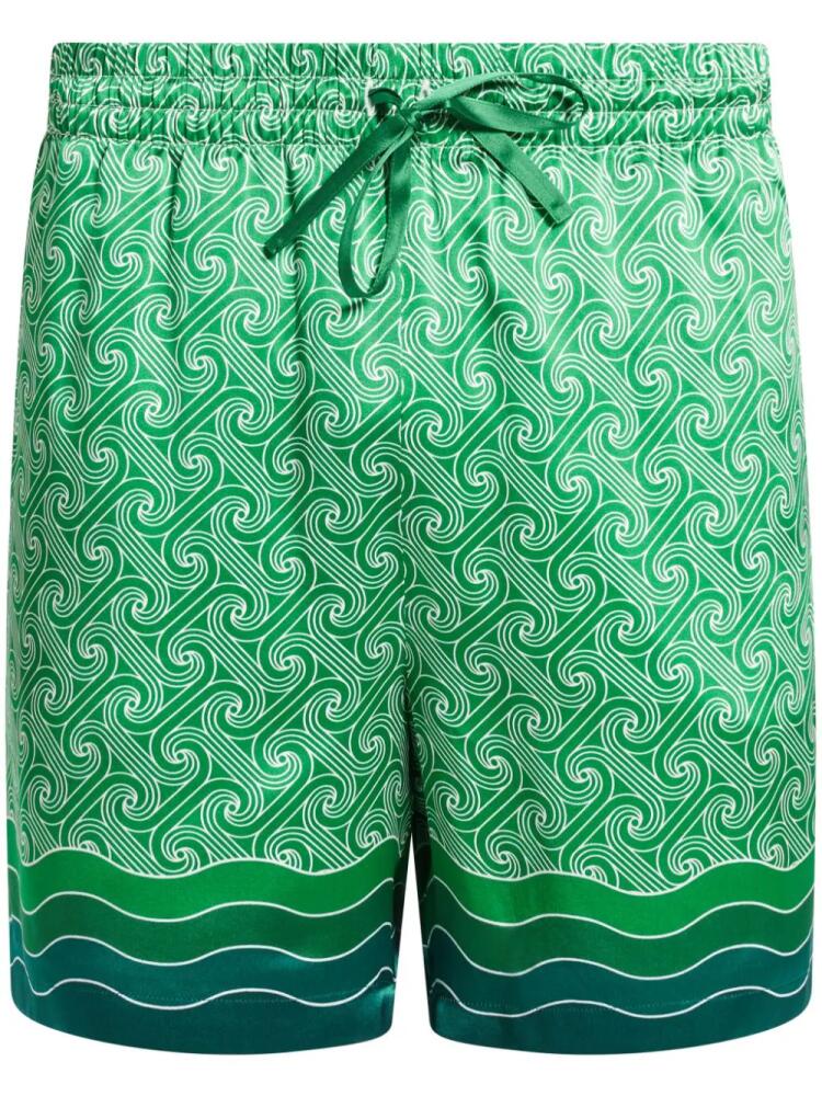 Casablanca geometric-print silk shorts - Green Cover