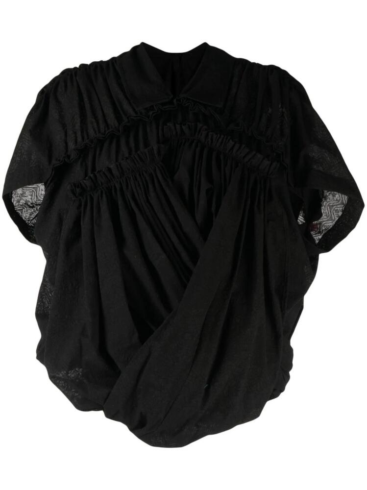 Comme des Garçons TAO asymmetric draped cotton blouse - Black Cover