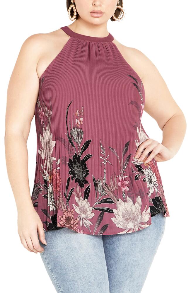 City Chic Tiffany Floral Print Sleeveless Top in Roseberry Botanic Br Cover