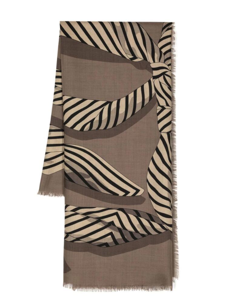 TOTEME knotted monogram-print scarf - Brown Cover