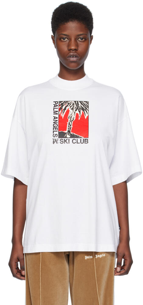 Palm Angels White 'Ski Club' T-Shirt Cover