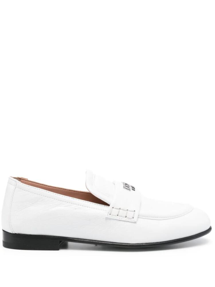 Moschino logo-lettering leather loafers - White Cover