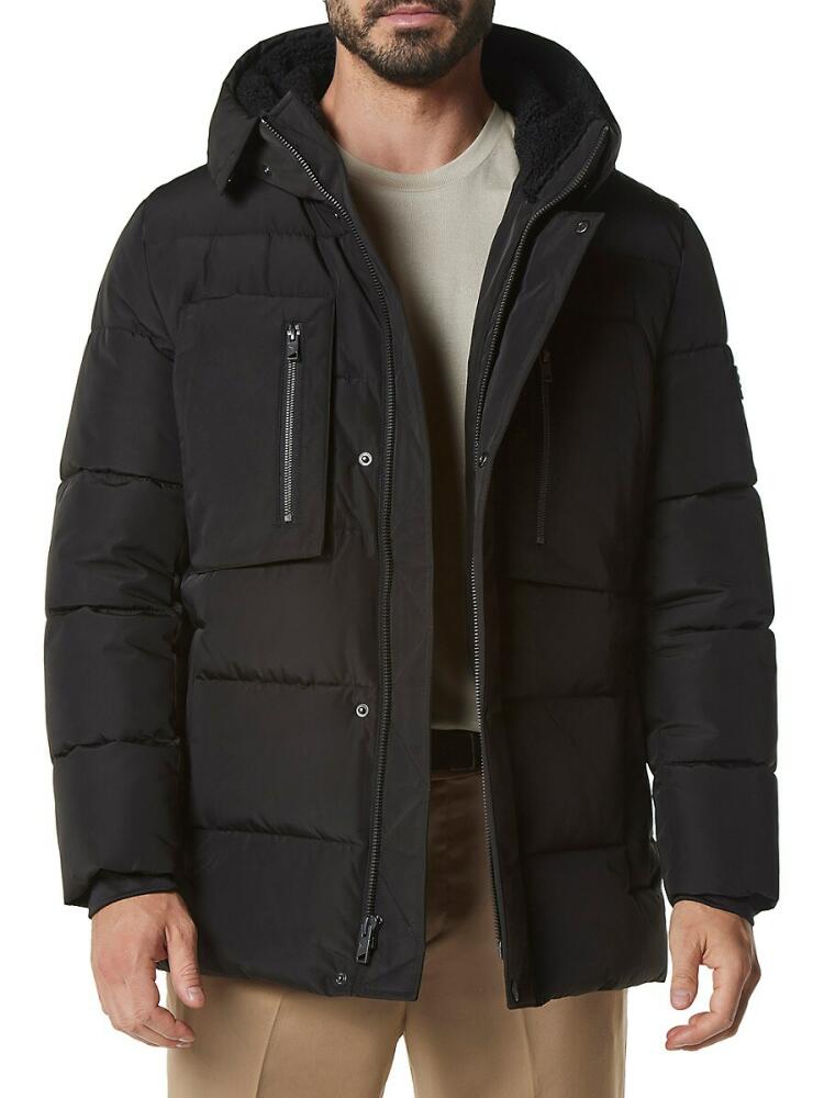 Andrew Marc Men's Yarmouth Faux Fur Hood Puffer Jacket - Black Cover