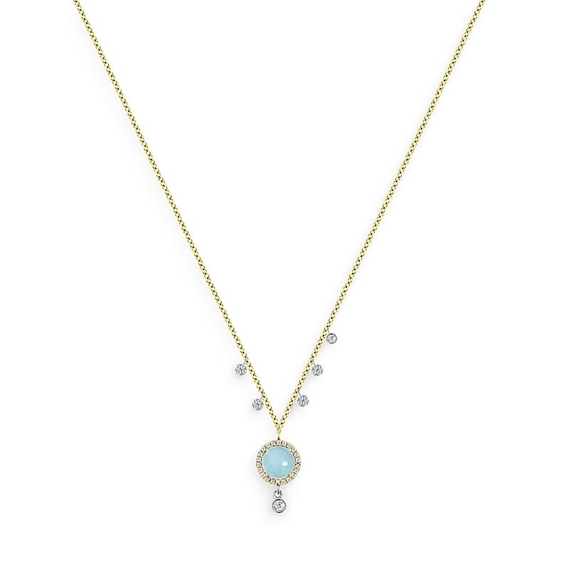 Meira T 14K Yellow Gold Milky Aqua & Diamond Necklace, 18 Cover