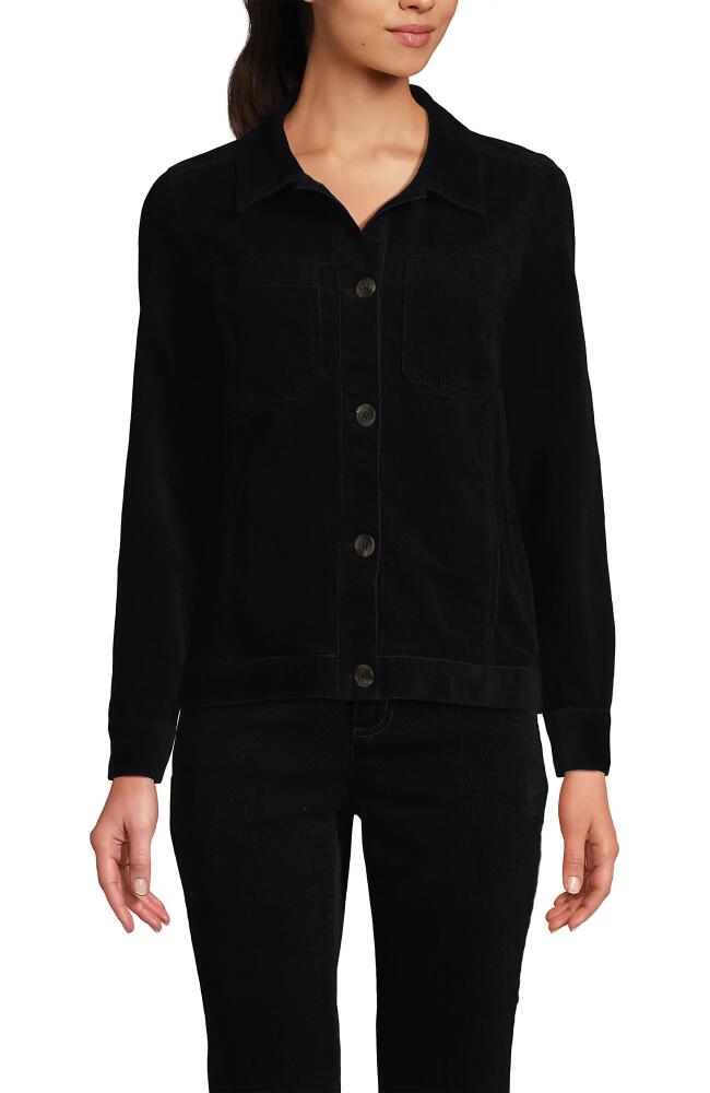 Lands' End Women's Corduroy Cropped Button Front Jacket in Black Cover