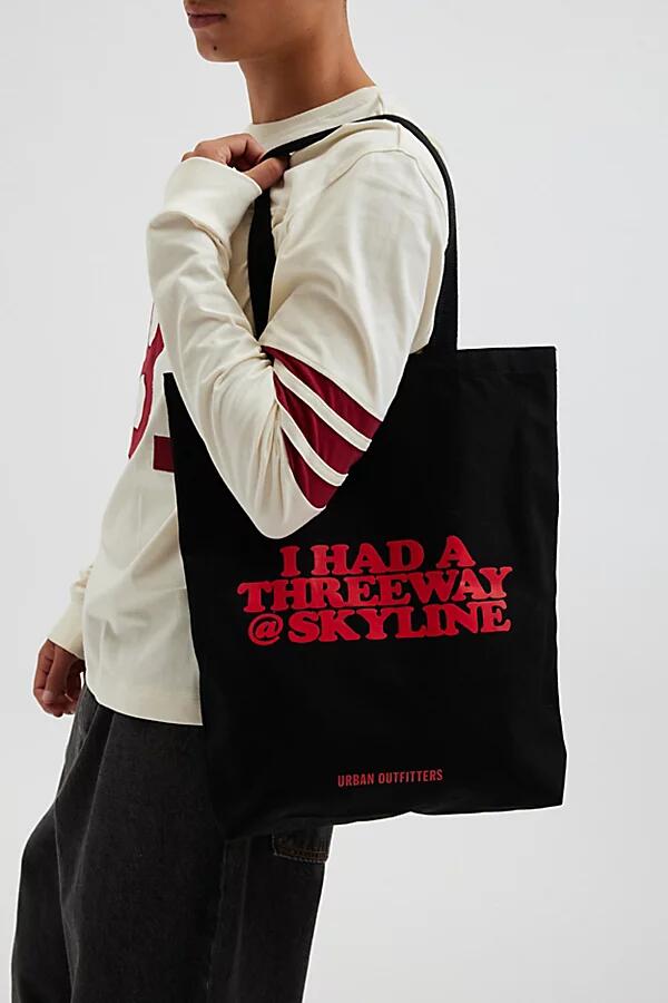 I Had A Threeway @ Skyline Tote Bag in Black Cover