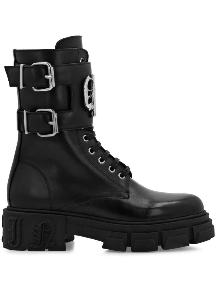 Philipp Plein Gothic Plein mid flat leather boots - Black Cover