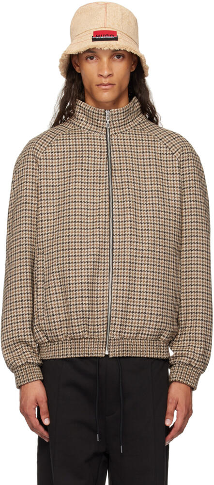 Hugo Brown Houndstooth Bomber Jacket Cover