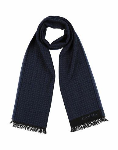 Canali Man Scarf Blue Wool Cover