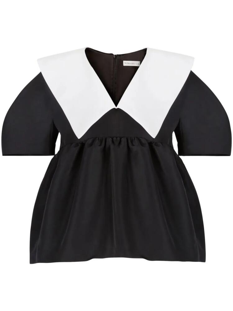 Nina Ricci Taffeta v-neck top - Black Cover