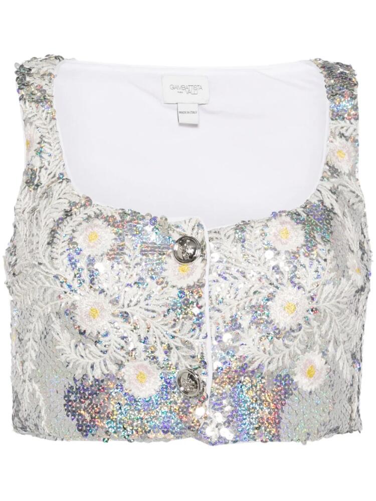 Giambattista Valli sequined crop top - Silver Cover