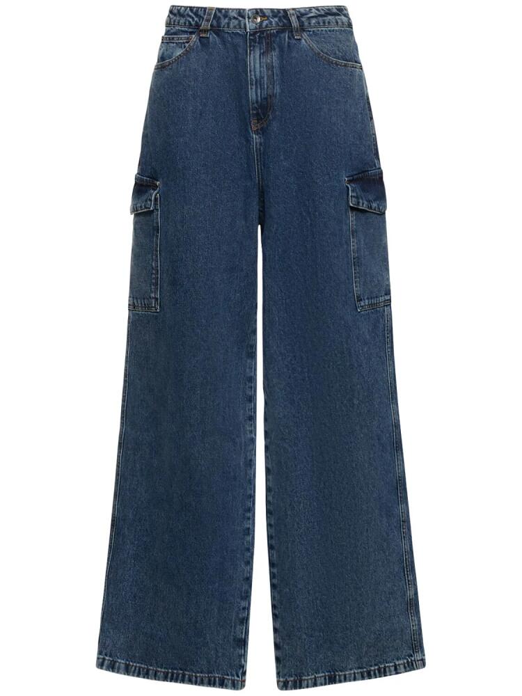 FLÂNEUR Wide Cotton Denim Cargo Jeans Cover