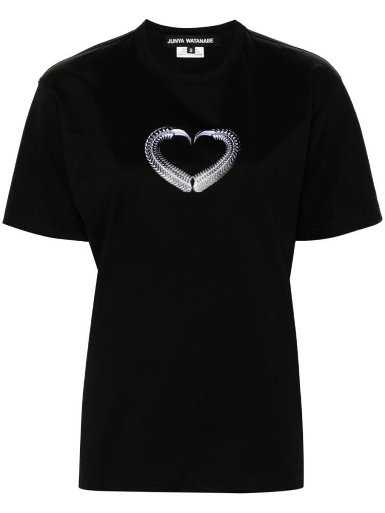 Junya Watanabe graphic-heart print cotton T-shirt - Black Cover