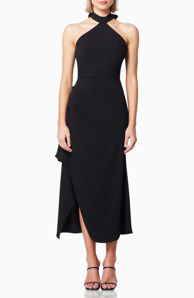 Elliatt Sintra Halter Cocktail Midi Dress in Black Cover